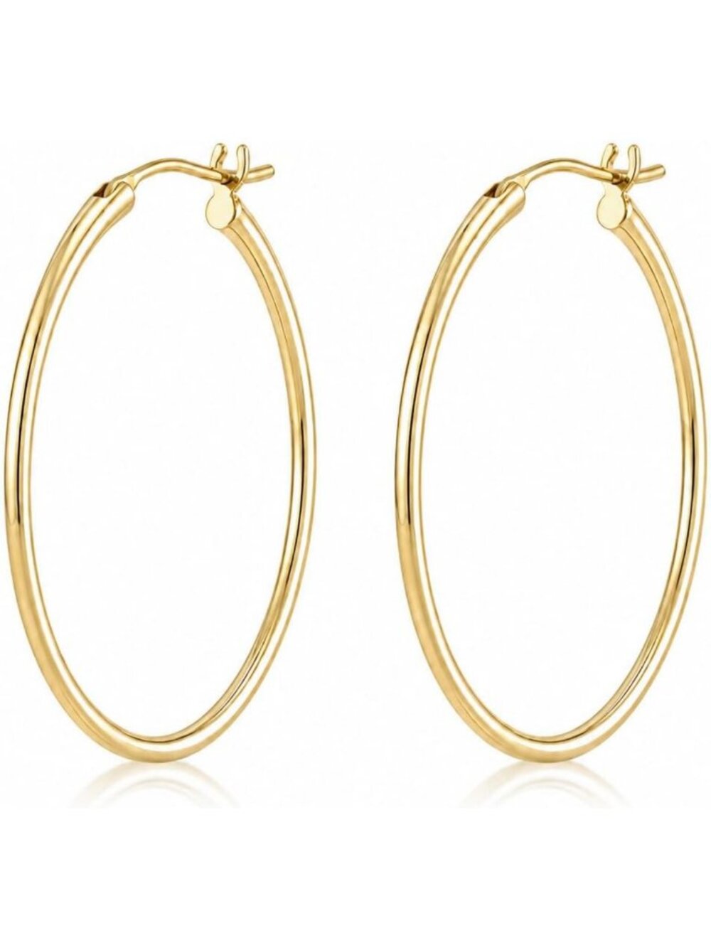 14K Gold Hoop Earrings for Women - Classic Minimalist, Lightweight Thin Hoops